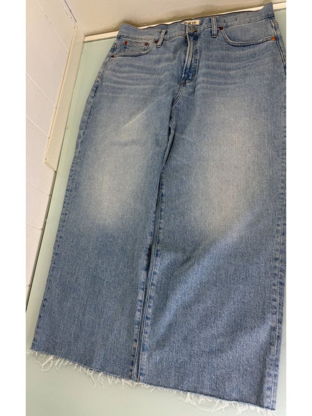 Madewell The Perfect Vintage Wide Leg Crop Jeans Women's 32 High Rise Light Wash